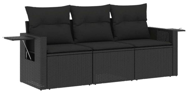 VidaXL 3 részes Polyrattan Kerti Ülőgarnitúra - Fekete