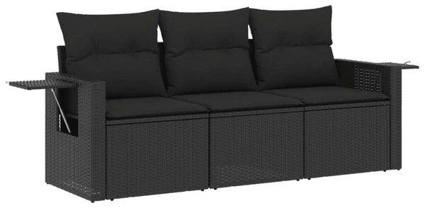 VidaXL 3 részes Polyrattan Kerti Ülőgarnitúra - Fekete