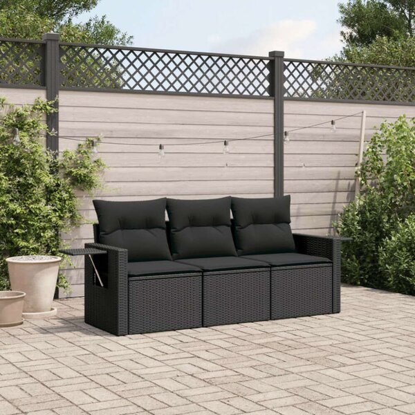 VidaXL 3 részes Polyrattan Kerti Ülőgarnitúra - Fekete