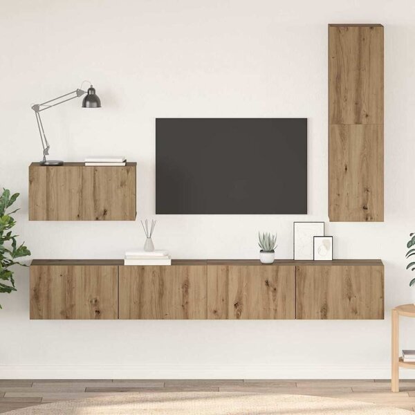 VidaXL TV Szekrény Szett 4 pcs kézműves tölgy 200 x 30 x 30 cm Faanyag