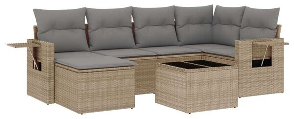 VidaXL Polyrattan Kerti Ülőgarnitúra - 7 részes - Bézs