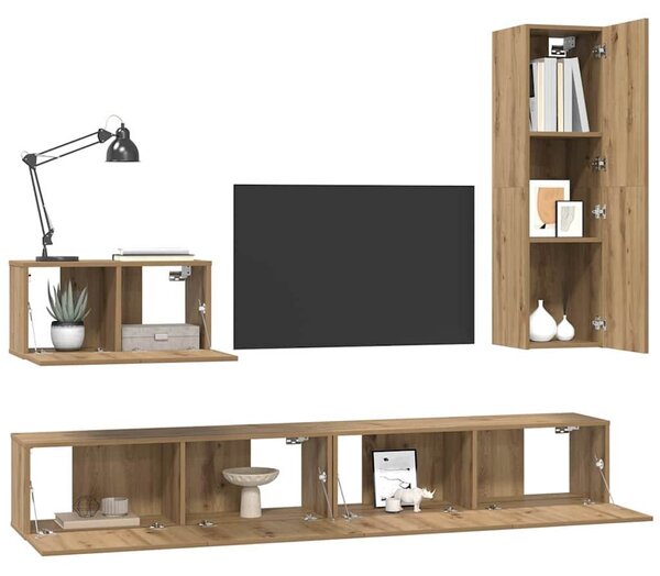 VidaXL TV Szekrény Szett 4 pcs kézműves tölgy 200 x 30 x 30 cm Faanyag