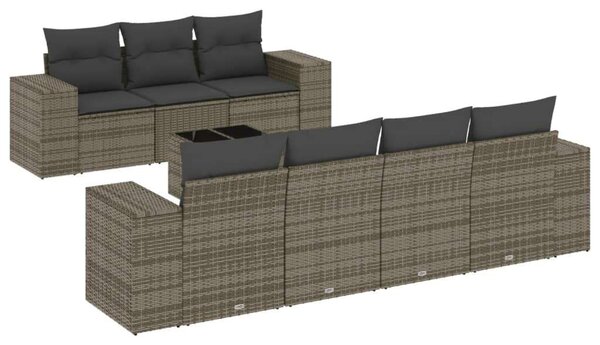 VidaXL Polyrattan Kerti Ülőgarnitúra - 8 részes - Szürke