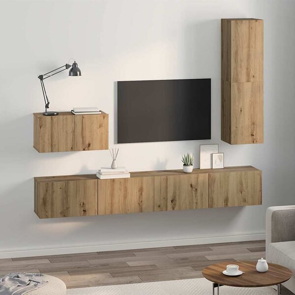 VidaXL TV Szekrény Szett 4 pcs kézműves tölgy 200 x 30 x 30 cm Faanyag