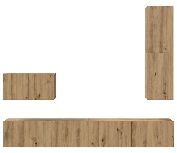 VidaXL TV Szekrény Szett 4 pcs kézműves tölgy 200 x 30 x 30 cm Faanyag