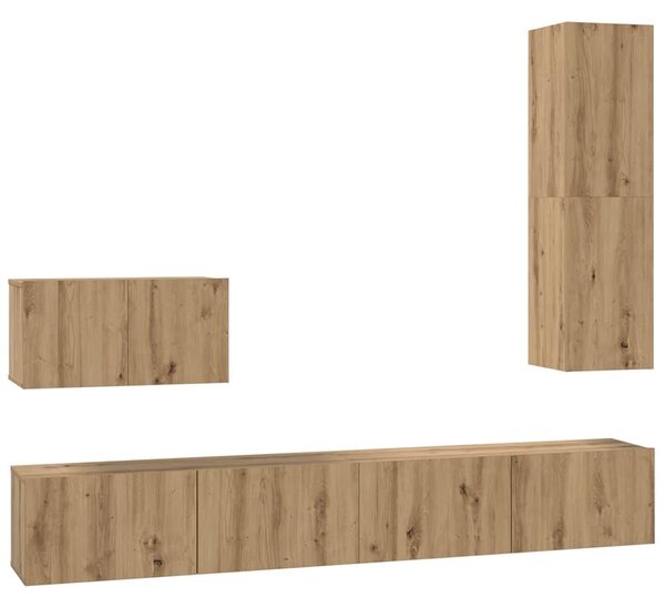 VidaXL TV Szekrény Szett 4 pcs kézműves tölgy 200 x 30 x 30 cm Faanyag