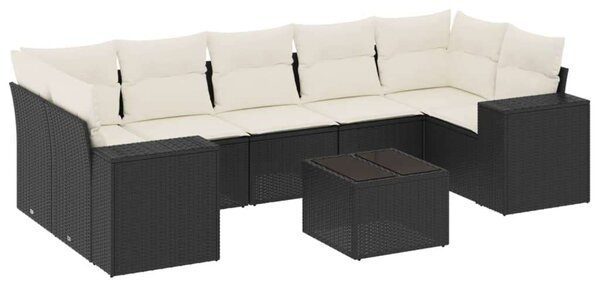 VidaXL Polyrattan Kerti Ülőgarnitúra - 8 részes - Fekete