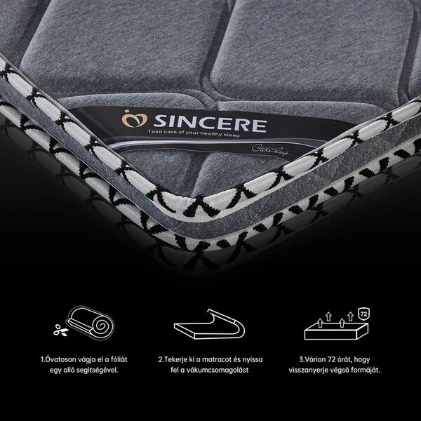 Sincere Vital 5 cm-es 160×200cm összecsukható rombusz mintás extra kemény juta fedőmatrac - H5 keménység
