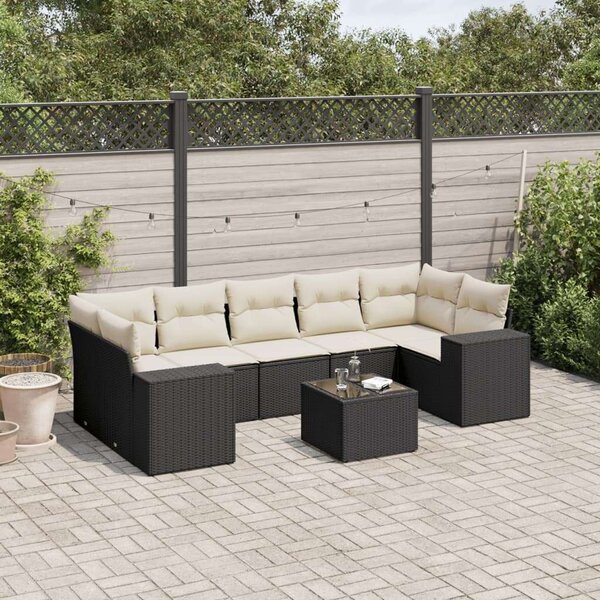 VidaXL Polyrattan Kerti Ülőgarnitúra - 8 részes - Fekete