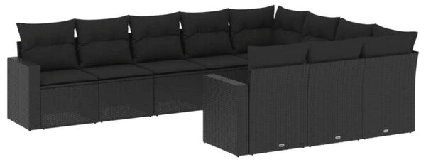 VidaXL Polyrattan Kerti Ülőgarnitúra - Fekete - 10 részes