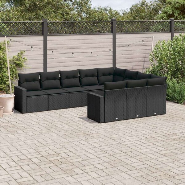 VidaXL Polyrattan Kerti Ülőgarnitúra - Fekete - 10 részes