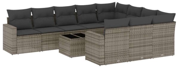 VidaXL Polyrattan Kerti Ülőgarnitúra - 11 részes - Szürke