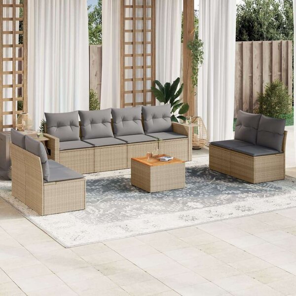 VidaXL Polyrattan Kerti Ülőgarnitúra - 9 részes - Bézs