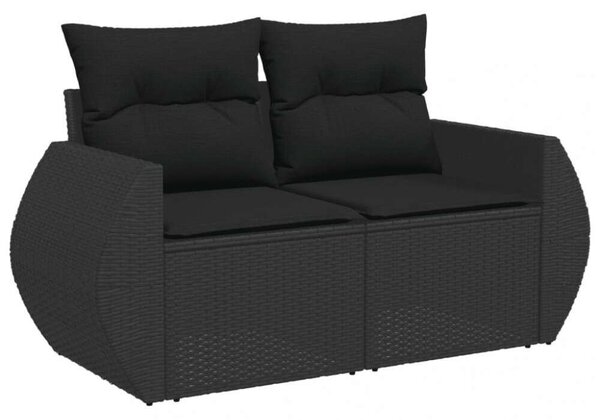 VidaXL 8 részes fekete polyrattan kerti ülőgarnitúra párnákkal