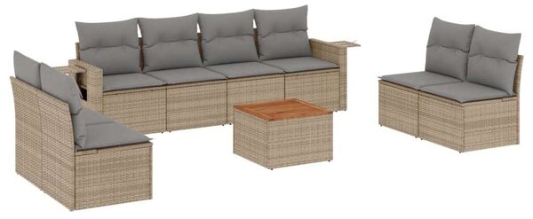 VidaXL Polyrattan Kerti Ülőgarnitúra - 9 részes - Bézs