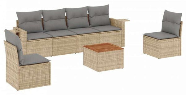 VidaXL Polyrattan Kerti Ülőgarnitúra - 7 részes - Bézs