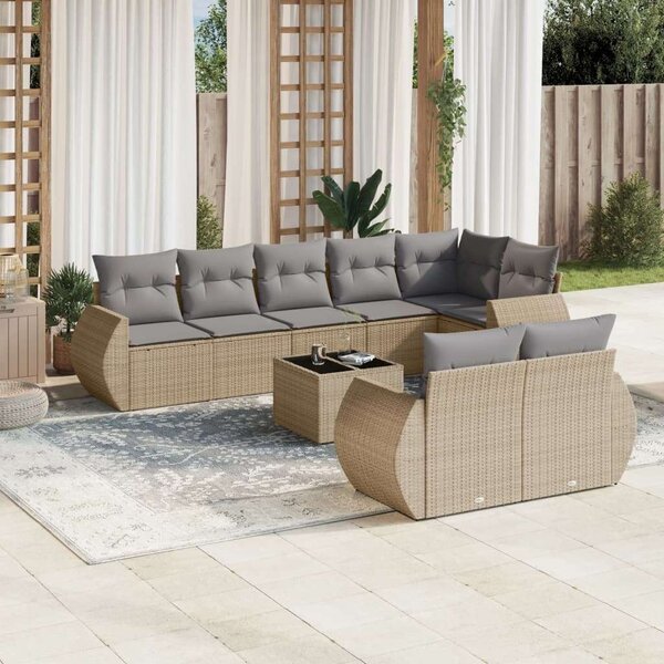 VidaXL Polyrattan Kerti Ülőgarnitúra - 9 részes - Bézs
