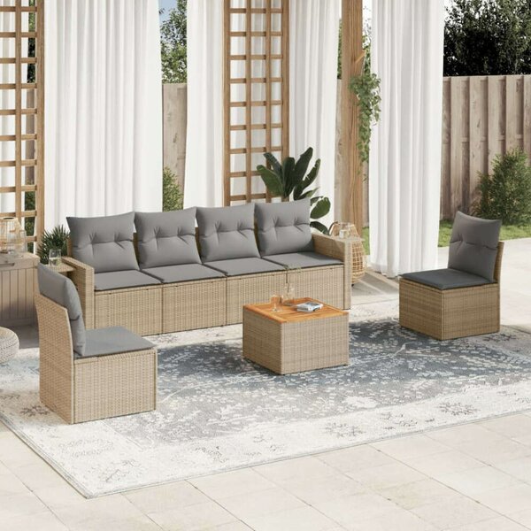 VidaXL Polyrattan Kerti Ülőgarnitúra - 7 részes - Bézs