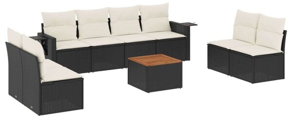 VidaXL Polyrattan Kerti Ülőgarnitúra - 9 részes - Fekete