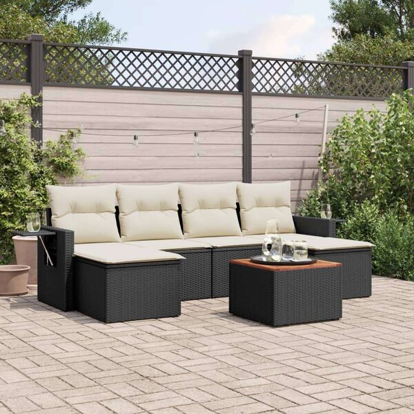 VidaXL Polyrattan Kerti Ülőgarnitúra - 7 részes - Fekete
