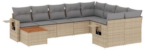 VidaXL 10 részes bézs polyrattan kerti ülőgarnitúra párnával