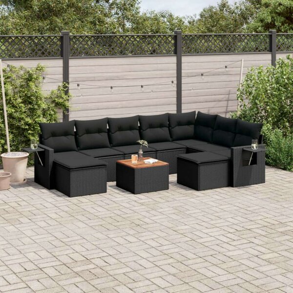 VidaXL Polyrattan Kerti Ülőgarnitúra - 10 részes - Fekete