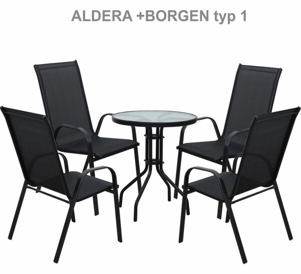 Étkezőasztal, fekete acél/edzett üveg, BORGEN TYP 2