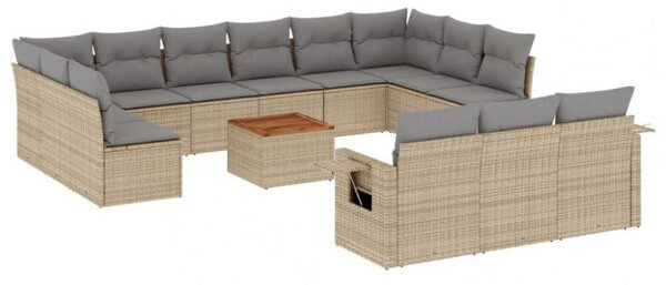 VidaXL Polyrattan Kerti Ülőgarnitúra - 14 részes - Bézs