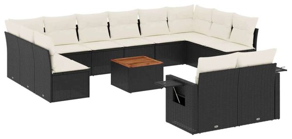 VidaXL Polyrattan Kerti Ülőgarnitúra - 13 részes - Fekete