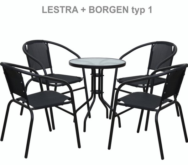 Étkezőasztal, fekete acél/edzett üveg, BORGEN TYP 2