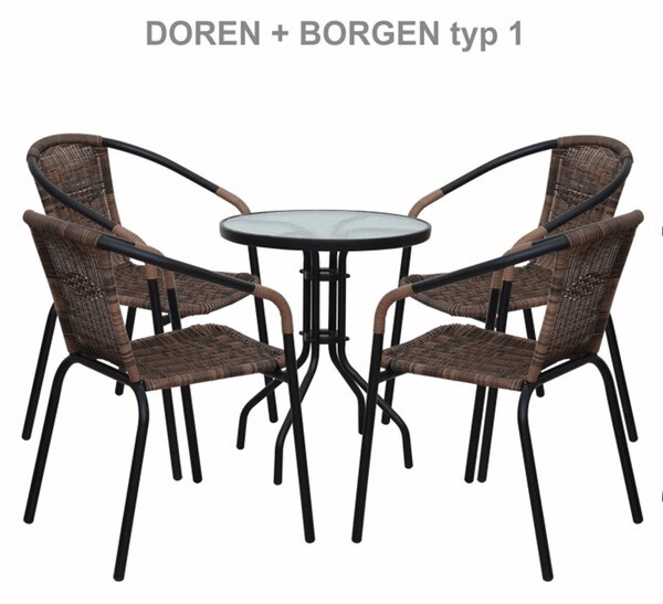 Étkezőasztal, fekete acél/edzett üveg, BORGEN TYP 2