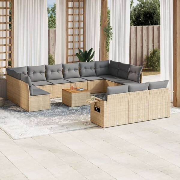 VidaXL Polyrattan Kerti Ülőgarnitúra - 14 részes - Bézs