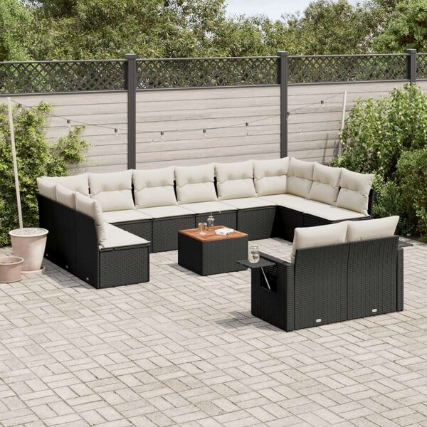 VidaXL Polyrattan Kerti Ülőgarnitúra - 13 részes - Fekete