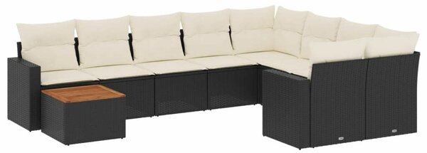 VidaXL Polyrattan Kerti Ülőgarnitúra - 10 részes - Fekete