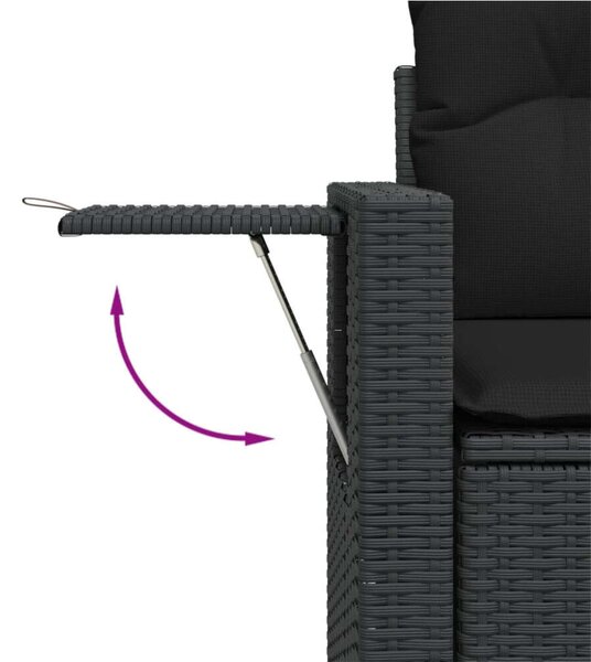 VidaXL 13 részes fekete polyrattan kerti ülőgarnitúra párnákkal