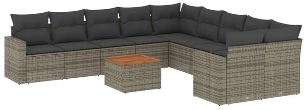 VidaXL Polyrattan Kerti Ülőgarnitúra - 11 részes - Szürke
