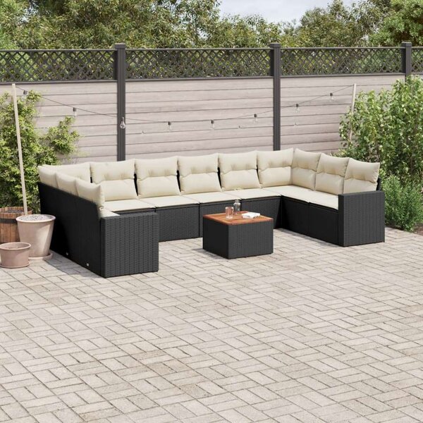 VidaXL Polyrattan Kerti Ülőgarnitúra - 11 részes - Fekete