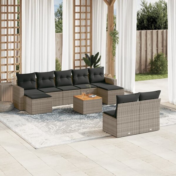 VidaXL Polyrattan Kerti Ülőgarnitúra - 10 részes - Szürke