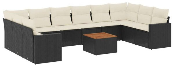 VidaXL Polyrattan Kerti Ülőgarnitúra - 11 részes - Fekete