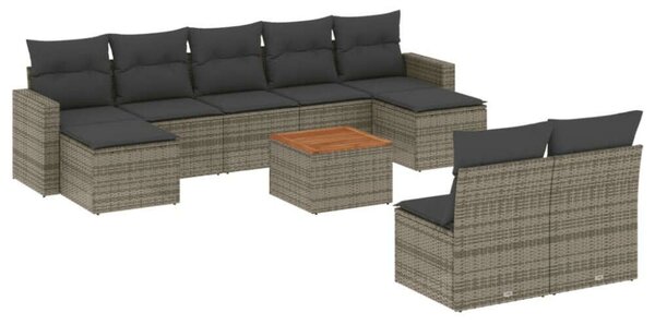 VidaXL Polyrattan Kerti Ülőgarnitúra - 10 részes - Szürke