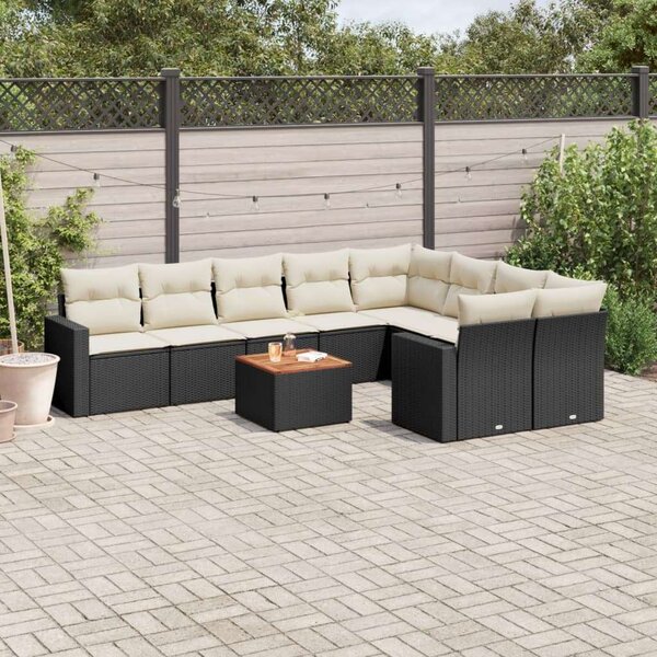 VidaXL Polyrattan Kerti Ülőgarnitúra - 10 részes - Fekete