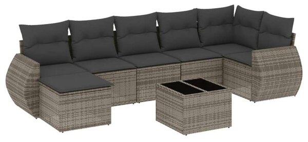 VidaXL Polyrattan Kerti Ülőgarnitúra - 8 részes - Szürke