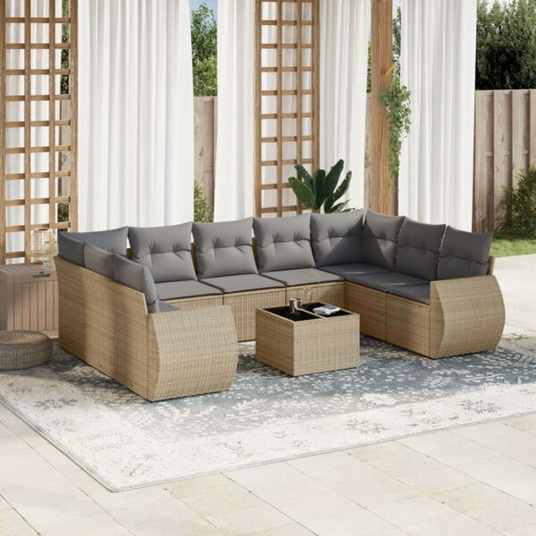 VidaXL Polyrattan Kerti Ülőgarnitúra - 10 részes - Bézs