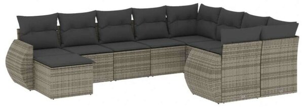 VidaXL Polyrattan Kerti Ülőgarnitúra - 10 részes - Szürke