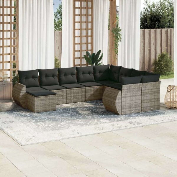 VidaXL Polyrattan Kerti Ülőgarnitúra - 10 részes - Szürke