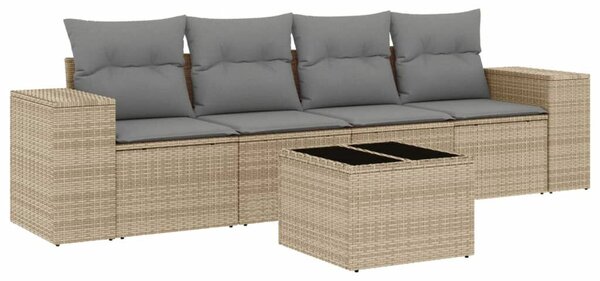 VidaXL Polyrattan Kerti Ülőgarnitúra - 5 részes - Bézs