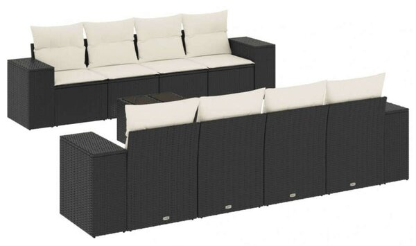 VidaXL Polyrattan Kerti Ülőgarnitúra - 9 részes - Fekete