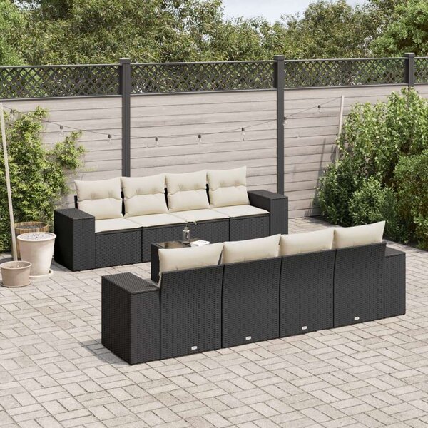 VidaXL Polyrattan Kerti Ülőgarnitúra - 9 részes - Fekete