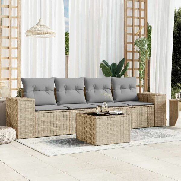 VidaXL Polyrattan Kerti Ülőgarnitúra - 5 részes - Bézs