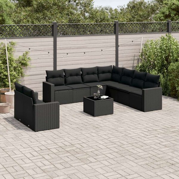 VidaXL Polyrattan Kerti Ülőgarnitúra - 10 részes - Fekete